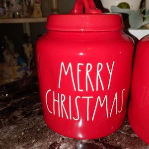 Rae Dunn LL Red Merry Christmas Canister
